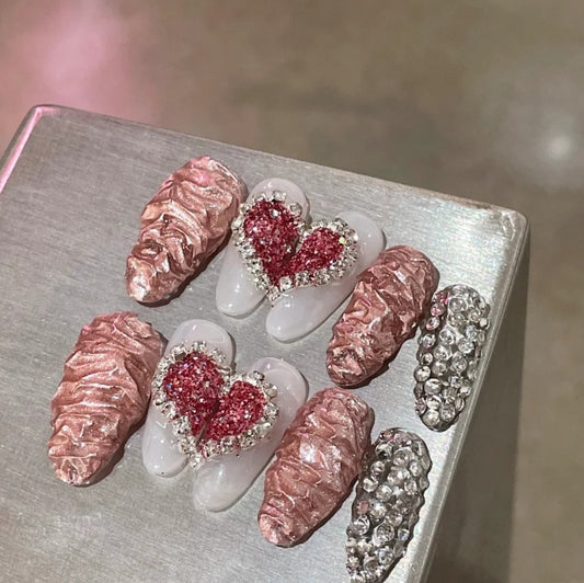European-American Tiger Pattern Love Chain Zircon Wearing Nail Manual Phototherapy Nail Removable Nail Enhancement