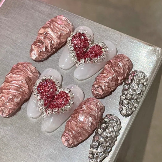European-American Tiger Pattern Love Chain Zircon Wearing Nail Manual Phototherapy Nail Removable Nail Enhancement
