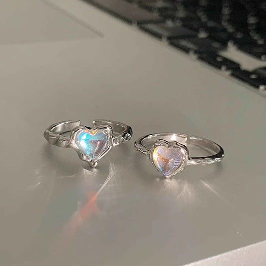 Winter minority design opening adjustable ring Japanese and Korean moonstone ring female