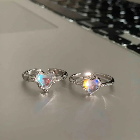 Winter minority design opening adjustable ring Japanese and Korean moonstone ring female