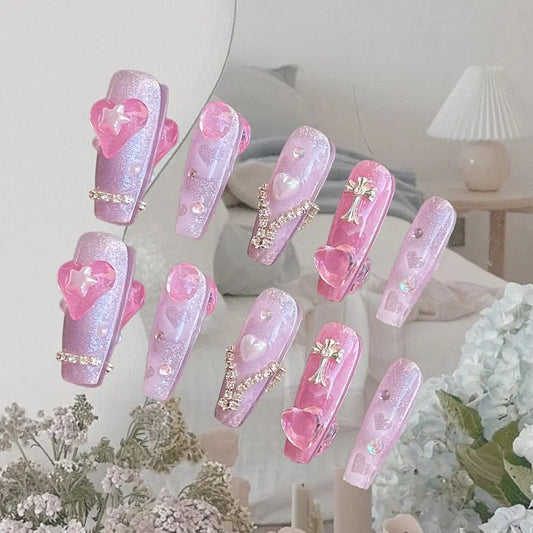 Nail accessories nail decoration small cherry blossom frame zircon plum blossom powder platinum love pearl frame