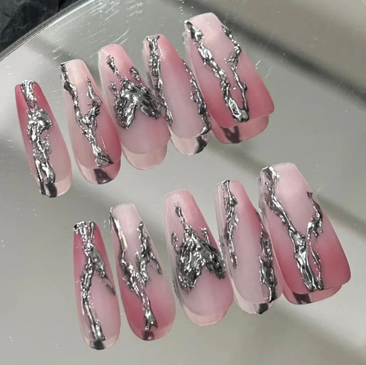 Millennium Spicy Girls Liquid Metal Love Nail Accessories Super Cool Silver Love