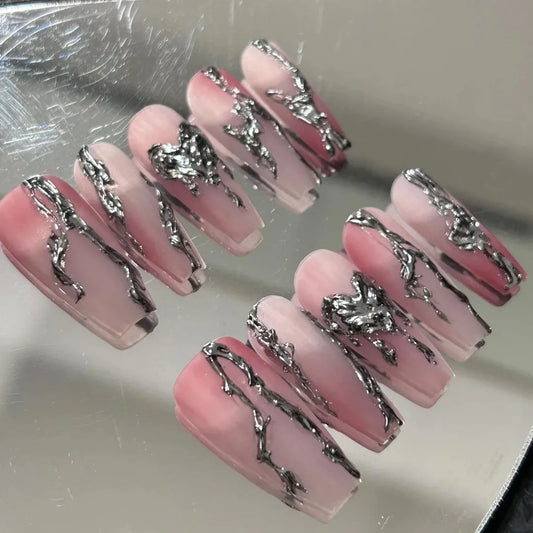 Millennium Spicy Girls Liquid Metal Love Nail Accessories Super Cool Silver Love