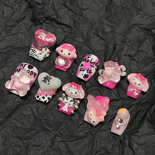 Spicy Girls Wear Jiaya Culture y2k Millennium Pink Love Removable Nail Removal Sheet Phototherapy Nail Enhancements in Autumn and Winter