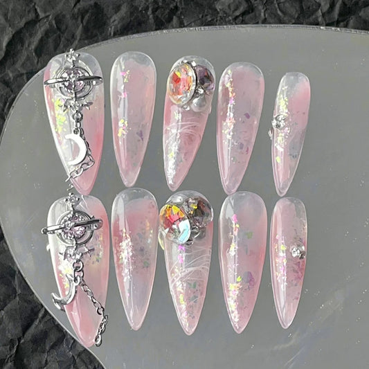 Three new types of net-red whitening manicure false nails for pregnant women to wear nail tassel nail patch removable and removable