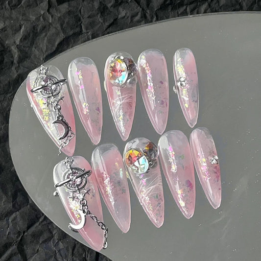 Three new types of net-red whitening manicure false nails for pregnant women to wear nail tassel nail patch removable and removable