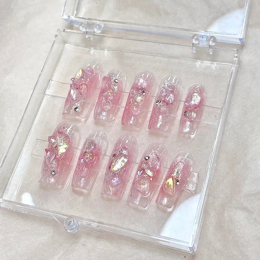 New transparent natural crystal crushed stone irregular strawberry crystal nail decoration finished product