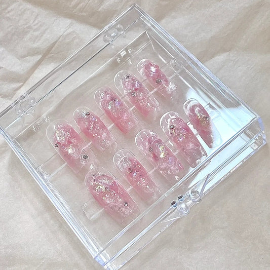 New transparent natural crystal crushed stone irregular strawberry crystal nail decoration finished product