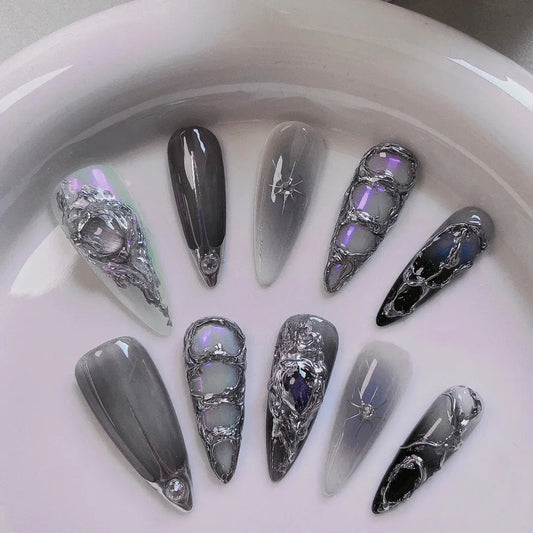 ｜Black Star River🫧｜ customized fake nail size, finished product
