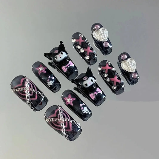 Nail Enhancement Manual Wearing Nail Patch Finished Flame Spicy Girl Dark Kuromi