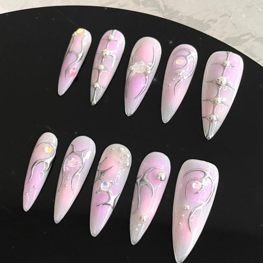 Spicy Girls' INS Same Pink Purple Spray Painted Hand Painted European and American Wearing Armor Finished Armor Plate Wearing Armor