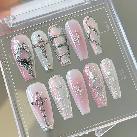 Handmade customized niche Spicy Girl Sweet Cool 3D Nail Patch Nail Enhancement Wearing Nail