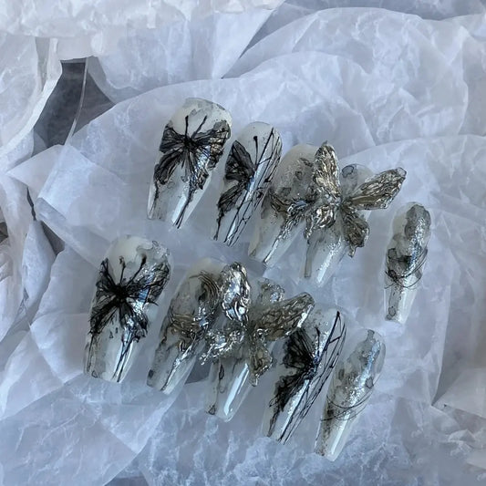 Nail enhancement liquid butterfly, zirconia inlaid diamond, three-dimensional splicing of wings, metal nails