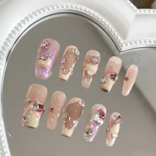 Popular girl sweet angel wing style wearing nail patch pure manual manicure removable style