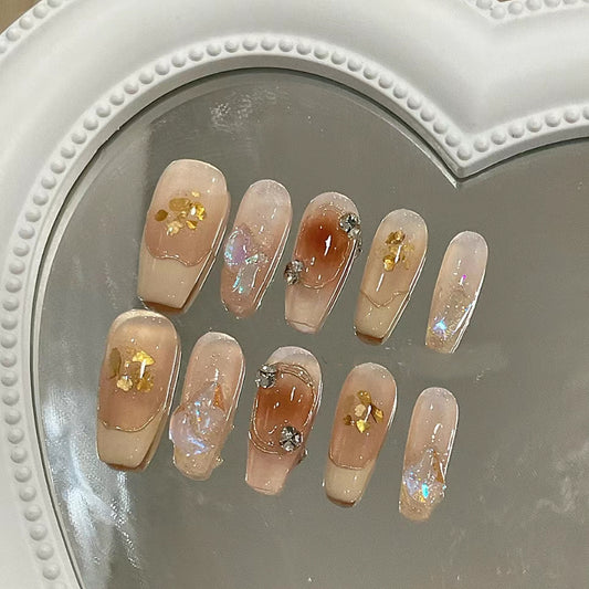 New style wearing nail, high feeling, manual customization, durable and repeated use of nail enhancement, small red book, net red bride fake nail paste
