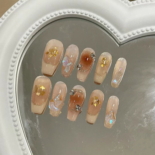 New style wearing nail, high feeling, manual customization, durable and repeated use of nail enhancement, small red book, net red bride fake nail paste
