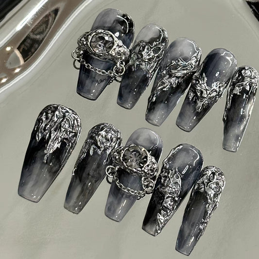 Nail wear and nail wear manual nail wear and nail enhancement stickers lost immortality wind dark black butterfly dirty black wear and nail wear