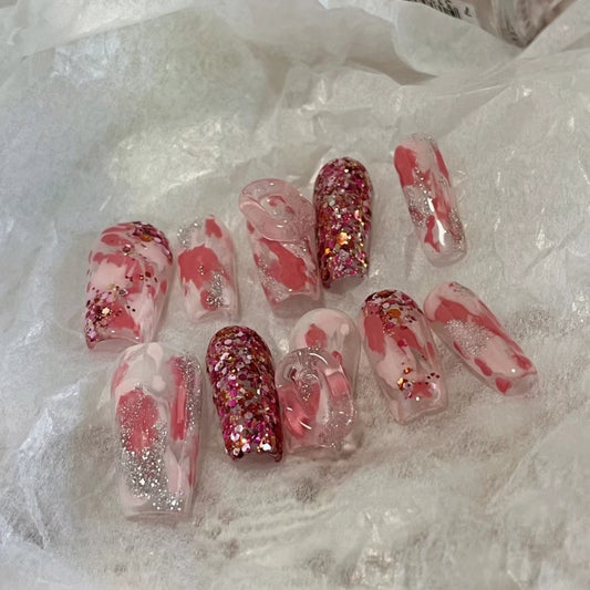Sparkling ruby high cold quality nail enhancement gradual change nail patch manual removable wear nail enhancement wear nail