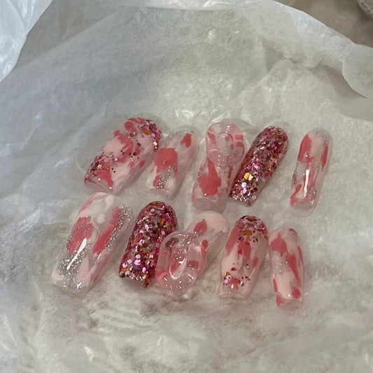 Sparkling ruby high cold quality nail enhancement gradual change nail patch manual removable wear nail enhancement wear nail