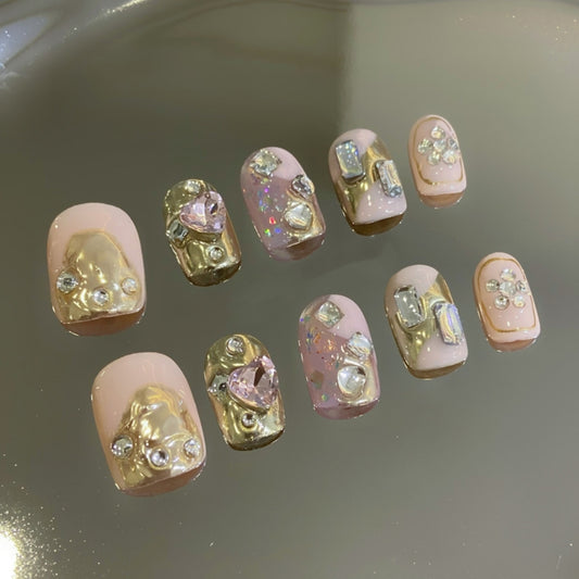 Powder Nail Wearing Custom False Nail Phototherapy Handmade Short Nail