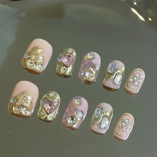Powder Nail Wearing Custom False Nail Phototherapy Handmade Short Nail