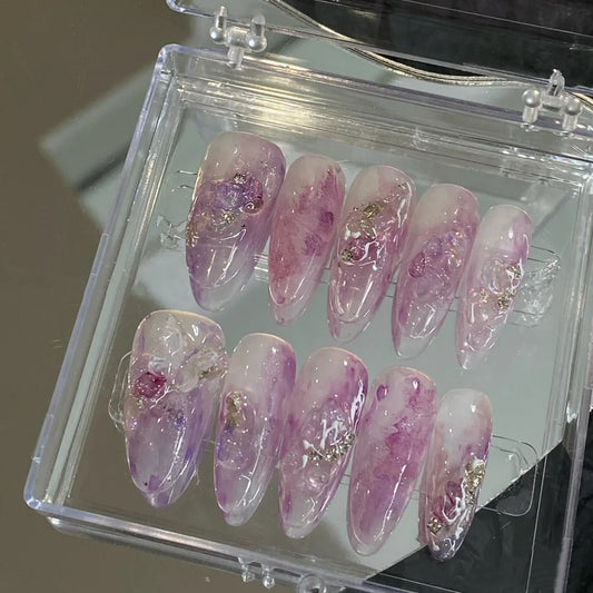 Princess Versailles Pure Desire Wind Butterfly Fairy Hand-worn Nail Enhancement Long Light Luxury False Nail Patch Finished Japanese Series