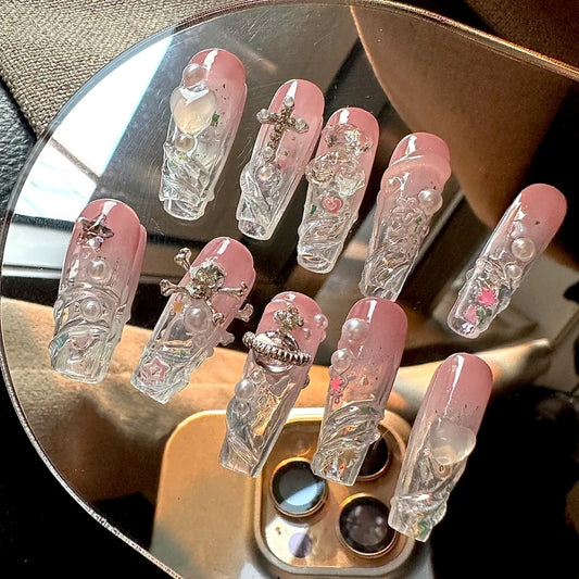 Wear nail enhancement patches, nail stickers, nail patches, student love kitty y2k nail enhancement