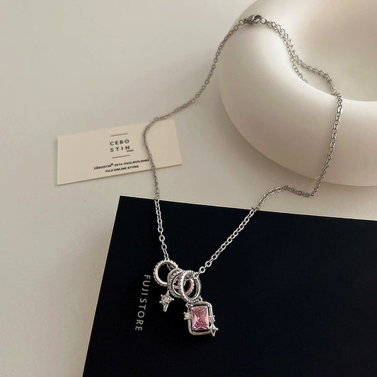 Star mango zirconia circle tassel pendant necklace female personality simple and versatile temperament necklace
