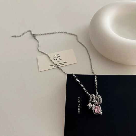 Star mango zirconia circle tassel pendant necklace female personality simple and versatile temperament necklace