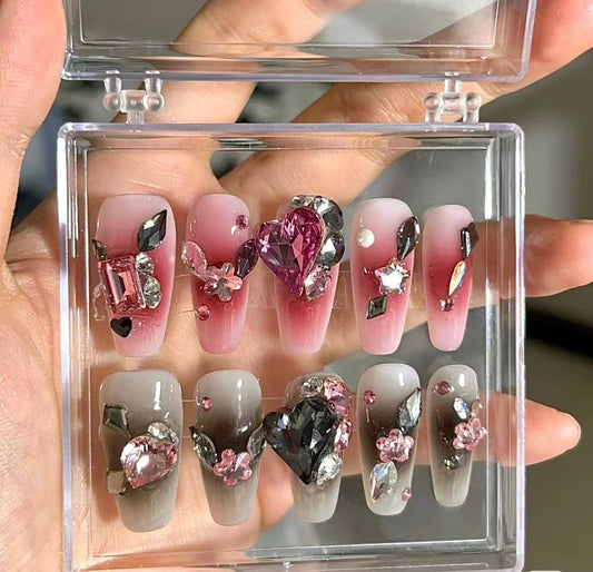 Customized nails with a high sense of taste, hand-painted design nails