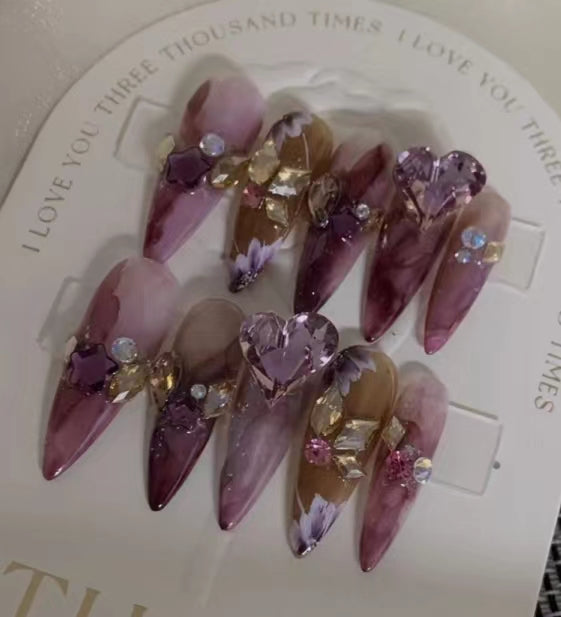 Customized nails with a high sense of taste, hand-painted design nails