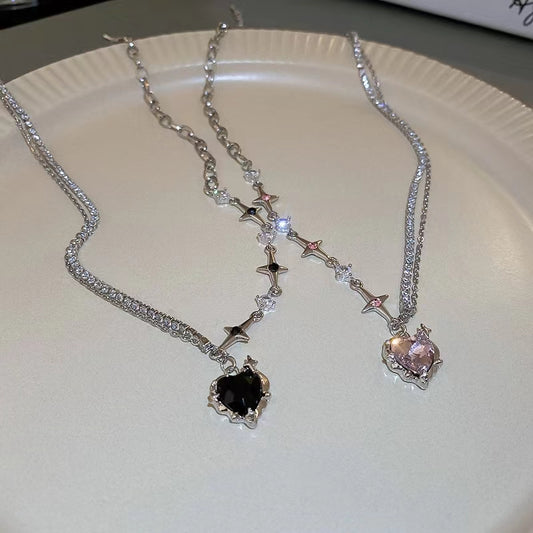 Sweet cool hot girl set diamond love mansard necklace fashion creative design sense