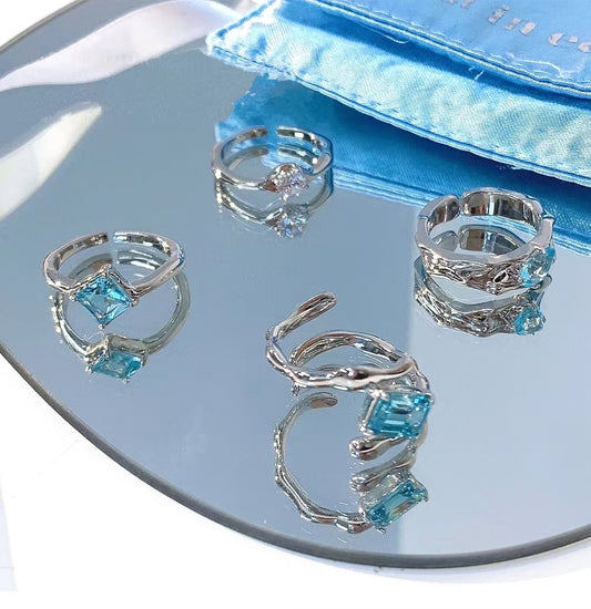 Blue Diamond Metal Ring