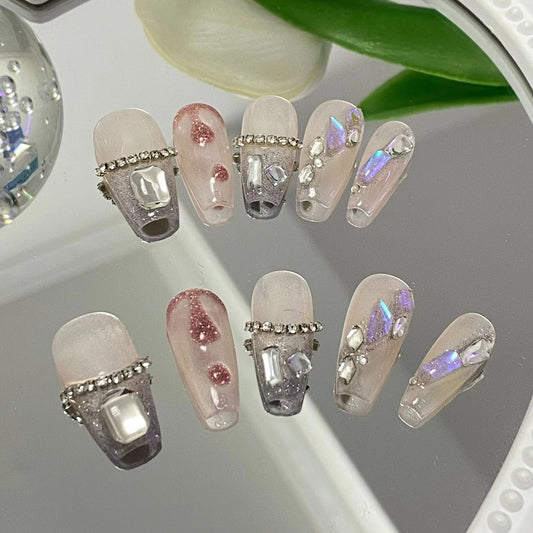 Customized nails with a high sense of taste, hand-painted design nails