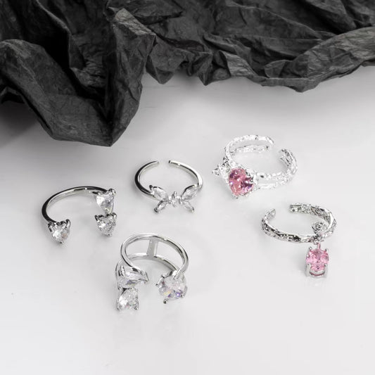 y2k hot girl millennium accessory pink love zirconia ring