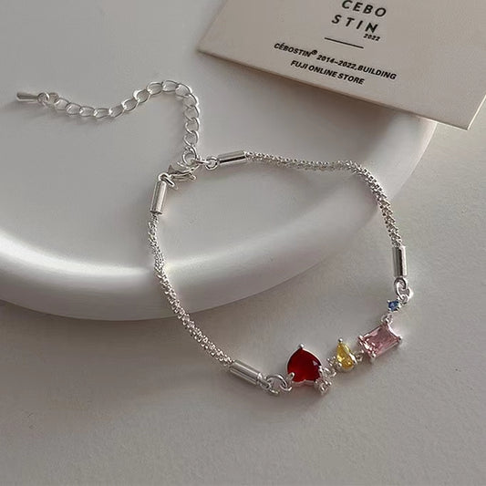 Niche design irregular color zirconia simple temperament wave sparkling bracelet