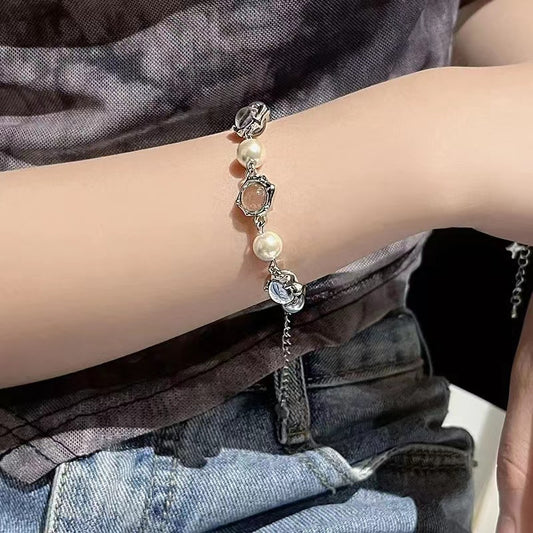Transparent round bead bracelet female spliced pearl bracelet