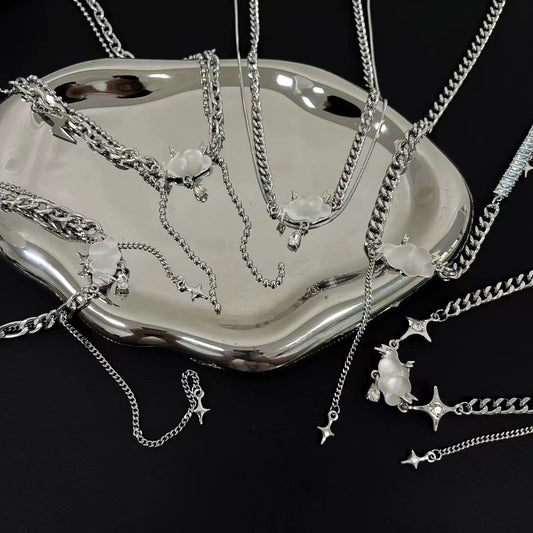 Frosted clouds starburst necklace simple niche design sense clavicle chain