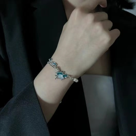 Blue ocean bracelets female personalized creative niche accessories cool tide couple crescent moon hand jewelry