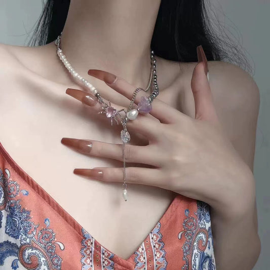 Sweet Cool Pearl Heart Necklace