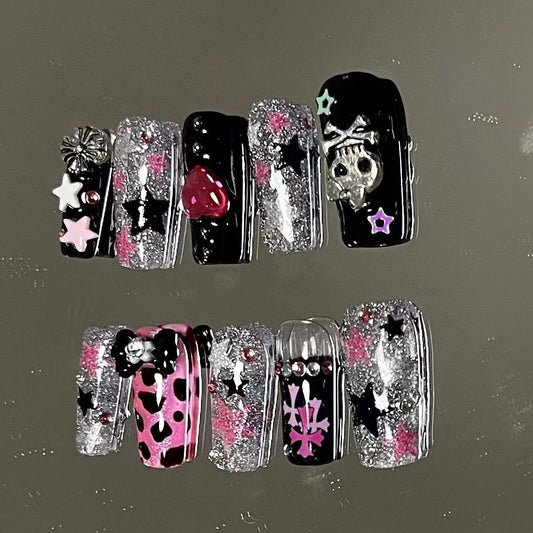 Original pink star wear nail y2k hot girl nail