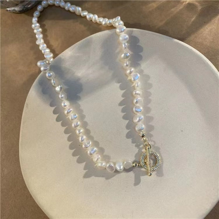 French vintage baroque shaped freshwater pearl necklace