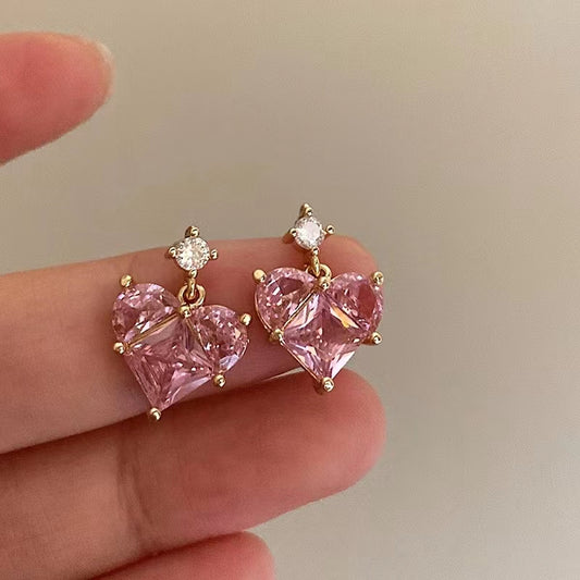 Rouge Pure desire French vintage zirconia love earrings light luxury premium design super fairy girl earrings