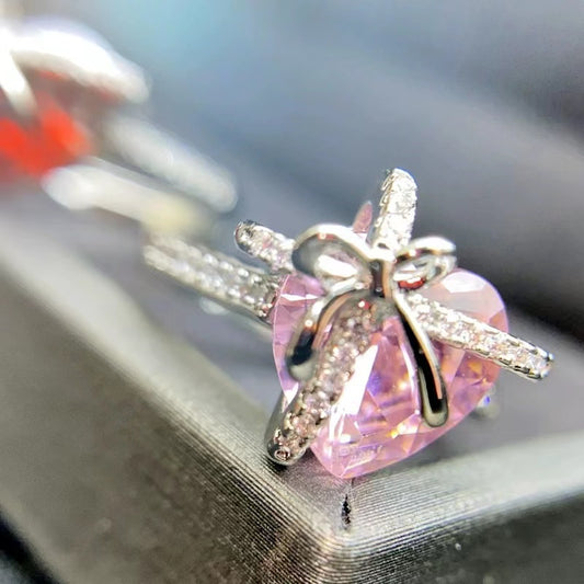 Pomegranate zirconium finely crafted light luxury open ring for girls