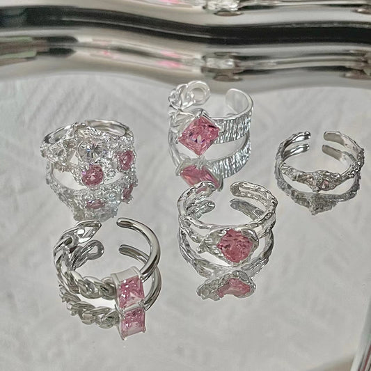 Spicy Sweetheart 925 Sterling Silver Pink Diamond Love Ring
