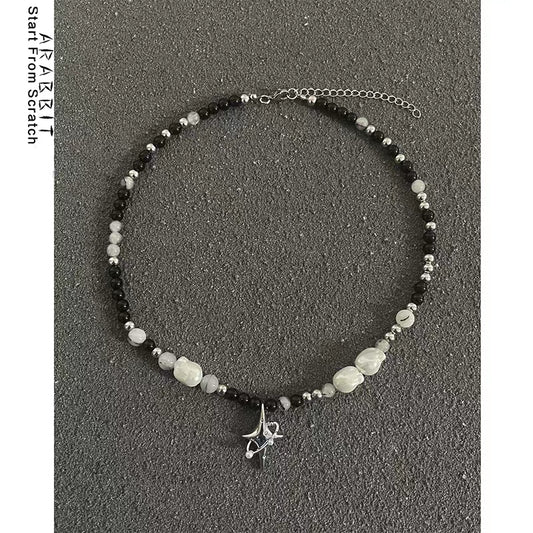 Astral series couple black and white pearl necklace