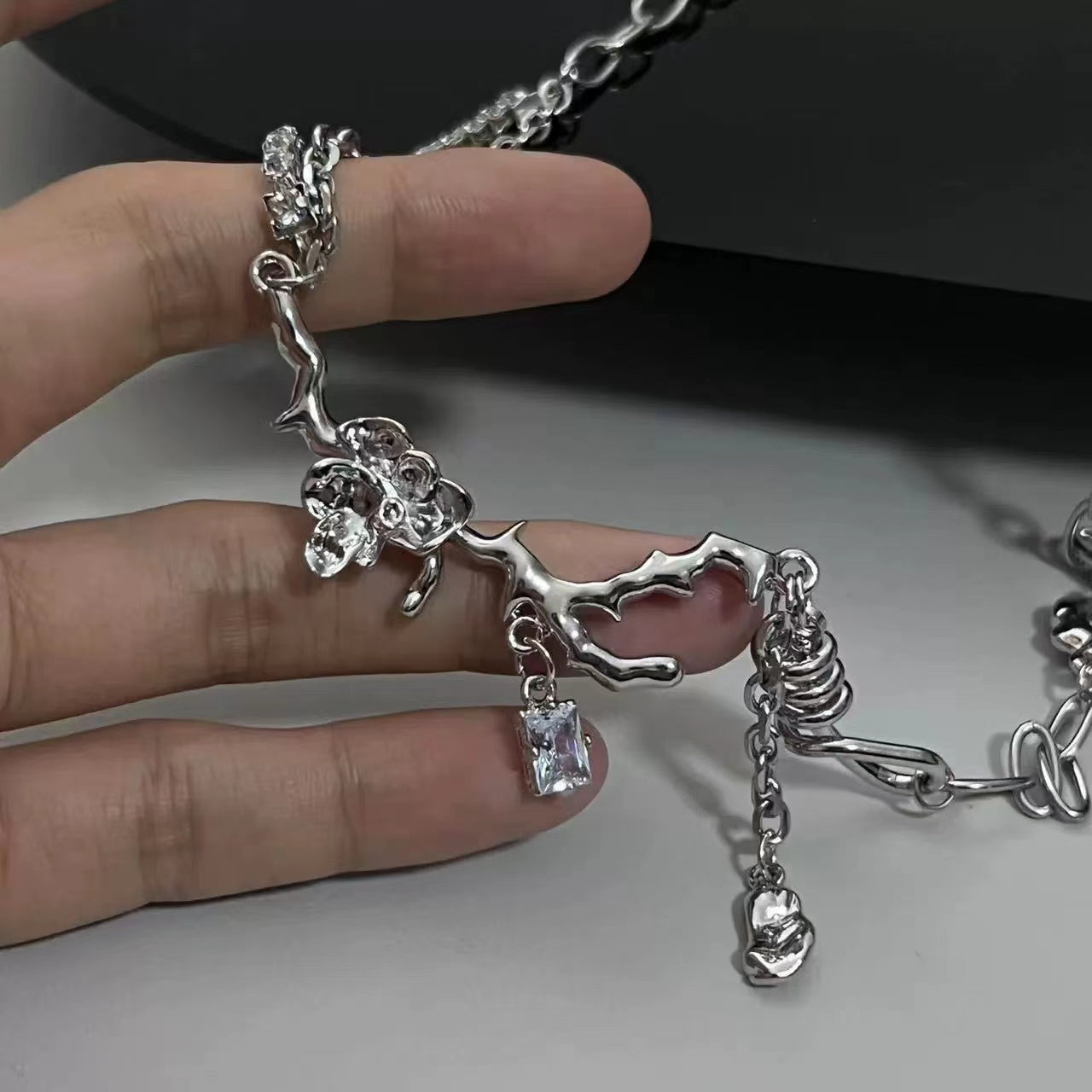 Fairy Sweet Cool Zirconia Rose Necklace