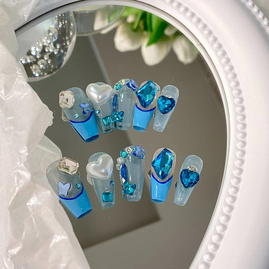 Customized nails with a high sense of taste, hand-painted design nails