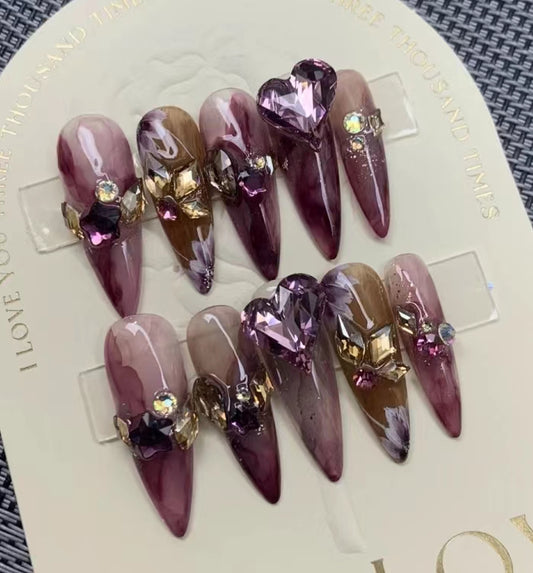 Customized nails with a high sense of taste, hand-painted design nails