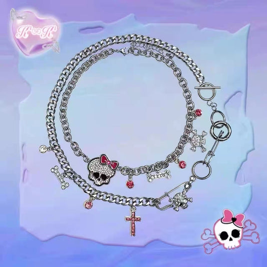 Ghost college earth cool hot girl necklace y2k cute jewelry collar chain